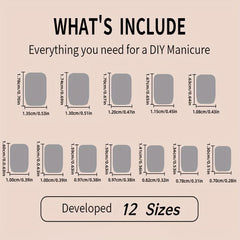 24 Pcs Milky Square Reusable False Nail Set with Nail File - Short Length