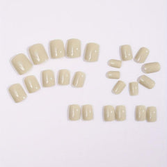 24 Pcs Milky Square Reusable False Nail Set with Nail File - Short Length