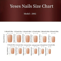 24 pcs Matte Gray Tip Press On Nails with Flowers and Lines