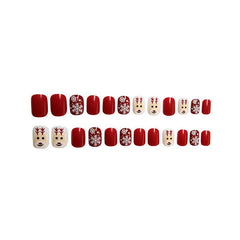 Snowflake Red Christmas Press On Nails Glitter Elk False Nails