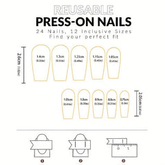 24pcs Silver French Tip Press On Nails with Glitter Sequin & Rhinestone