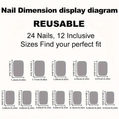 24pcs Daisy Press On Nails Matte Pink Square Acrylic False Nails