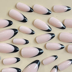 24pcs French Nude Tip Press On Nails Short Almond Oval Acrylic False Nail Tips