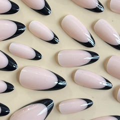 24pcs French Nude Tip Press On Nails Short Almond Oval Acrylic False Nail Tips