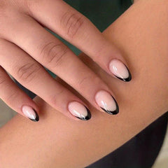 24pcs French Nude Tip Press On Nails Short Almond Oval Acrylic False Nail Tips