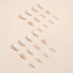24pcs Almond Press On Nails Mystery Eyes Glitter Nude Women Girls