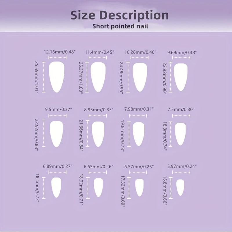 Matte Almond Shape Press On Nails Set with Art Stripes - 24 pcs