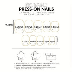 24 Pcs French Tip Press On Nails Matte/Glossy Finish Short Square Shape