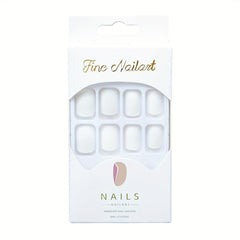 24 Pcs French Tip Press On Nails Matte/Glossy Finish Short Square Shape