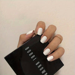 24 Pcs French Tip Press On Nails Matte/Glossy Finish Short Square Shape