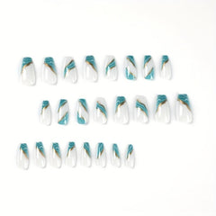 24 pcs Glossy Golden Line French Tip Press On Nails