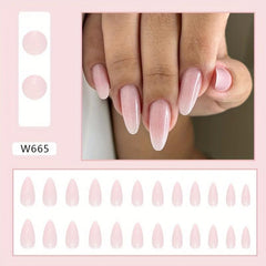24pcs Pink Glitter Press On Nails Full Cover False Nails for Women