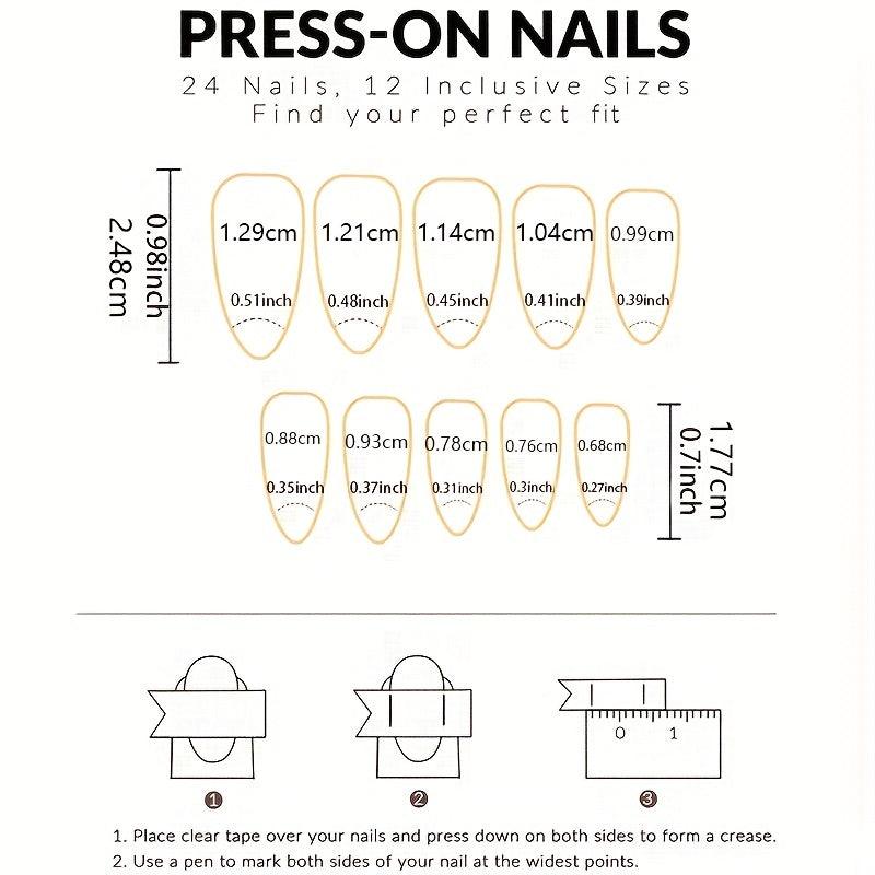 24pcs Rose Red French Tip Press On Nails Full Cover for Women