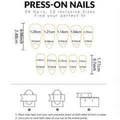 24pcs Rose Red French Tip Press On Nails Full Cover for Women
