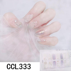 Y2K 3D Nail Strips Glossy Wraps Nail Polish Sticker Self Adhesive Decal