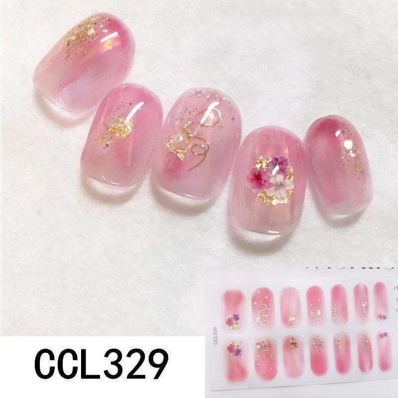 Y2K 3D Nail Strips Glossy Wraps Nail Polish Sticker Self Adhesive Decal