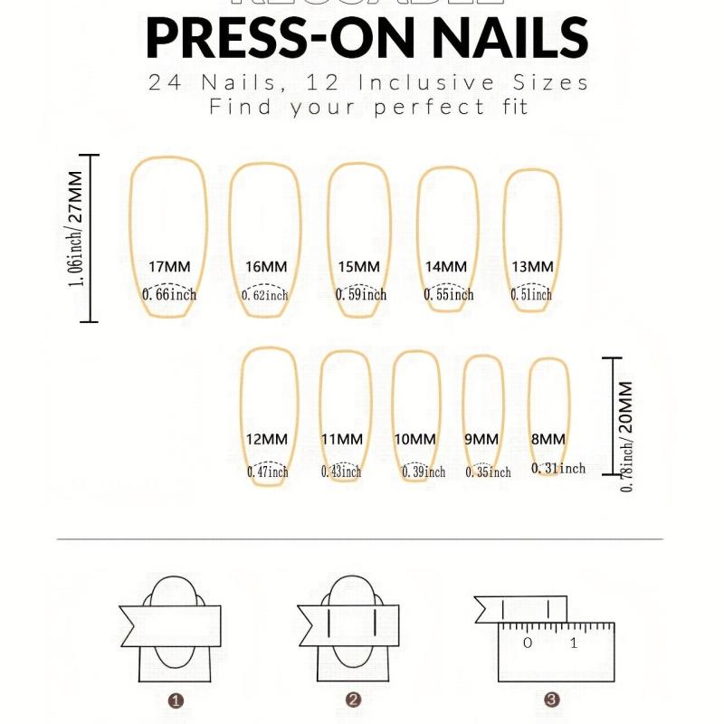 24pcs Gradient Glossy Marble Golden Foil Press On Nails