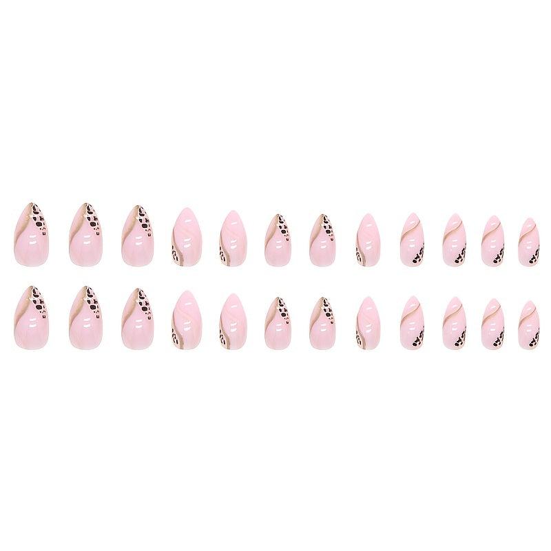 Pink Leopard Print & Stripe Press On Nails for Women & Girls