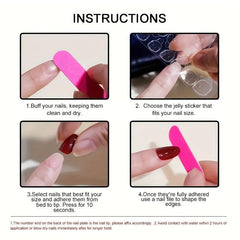 24pcs Pink Flower Square Press On Nails Glitter Sequins False Nails for Women