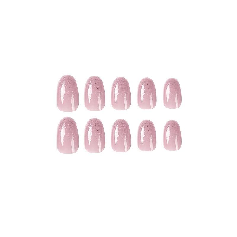 Pink Press On Nails Medium Almond Acrylic False Nails for Women and Girls