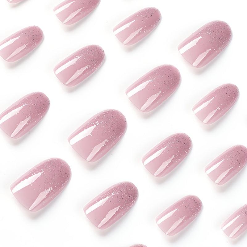 Pink Press On Nails Medium Almond Acrylic False Nails for Women and Girls