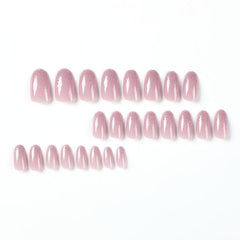 Pink Press On Nails Medium Almond Acrylic False Nails for Women and Girls