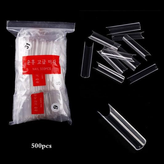 500 Pcs Extra Long C Pipe Style Acrylic Nail Art Tips