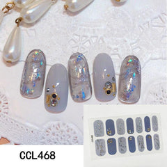 Y2K Glitter Nail Stickers Waterproof Nail Art for Spring & Summer