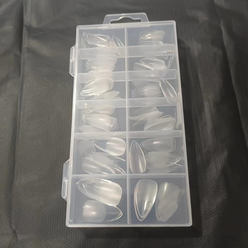 120pcs Soft Gel Nail Tips Half Matte Clear Short Almond Shaped False Nail Tips