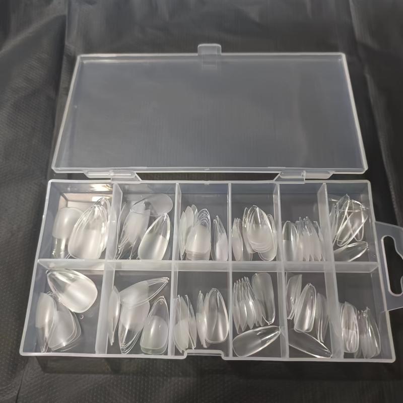 120pcs Soft Gel Nail Tips Half Matte Clear Short Almond Shaped False Nail Tips