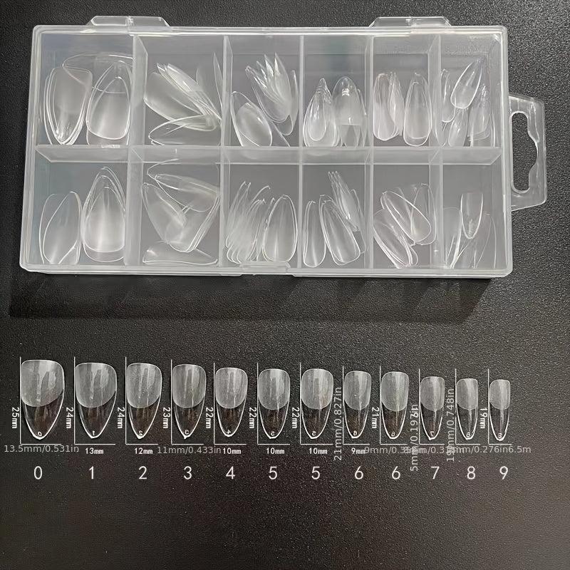120pcs Soft Gel Nail Tips Half Matte Clear Short Almond Shaped False Nail Tips