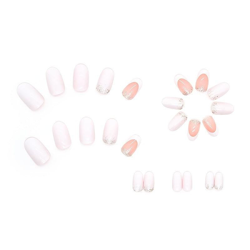 Glittery Full Cover Stick On Acrylic Nails for Women