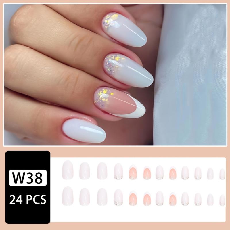 Glittery Full Cover Stick On Acrylic Nails for Women