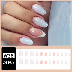 Glittery Full Cover Stick On Acrylic Nails for Women