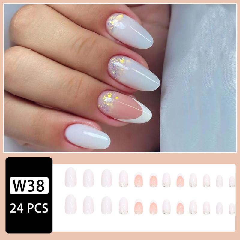 Glittery Full Cover Stick On Acrylic Nails for Women