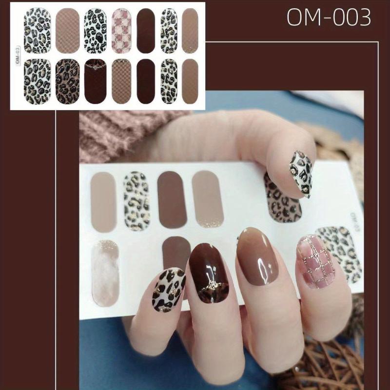 Leopard Print Glitter Nail Stickers Full Wrap Nail Decals