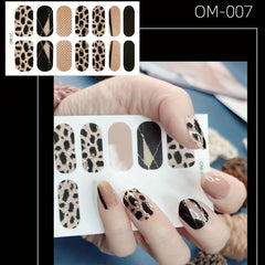 Leopard Print Glitter Nail Stickers Full Wrap Nail Decals
