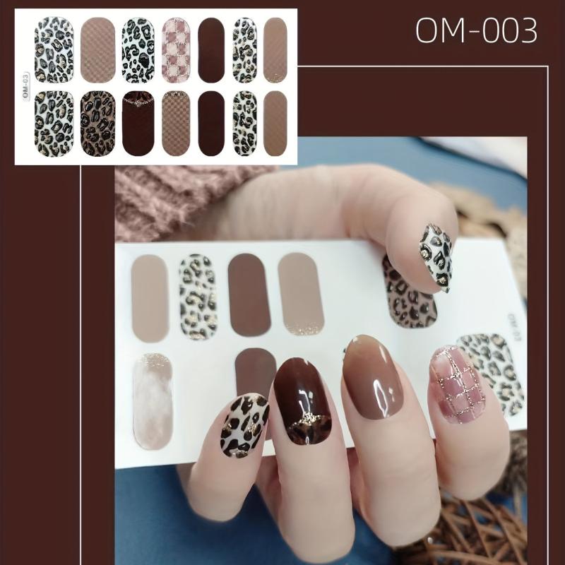 Leopard Print Glitter Nail Stickers Full Wrap Nail Decals