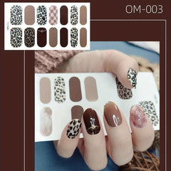 Leopard Print Glitter Nail Stickers Full Wrap Nail Decals