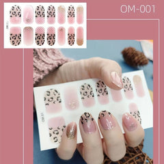 Leopard Print Glitter Nail Stickers Full Wrap Nail Decals