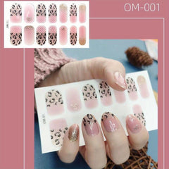 Leopard Print Glitter Nail Stickers Full Wrap Nail Decals