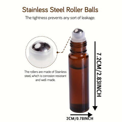 12pcs Glass Perfume Roller Bottles 10ml For Aromatherapy