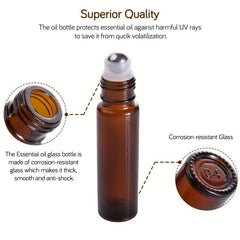 12pcs Glass Perfume Roller Bottles 10ml For Aromatherapy