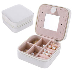 Travel Jewelry Case Mirrored Organizer Display Storage Boxes