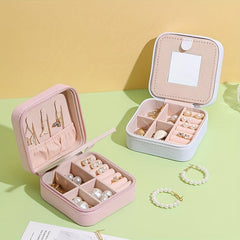Travel Jewelry Case Mirrored Organizer Display Storage Boxes