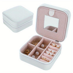 Travel Jewelry Case Mirrored Organizer Display Storage Boxes