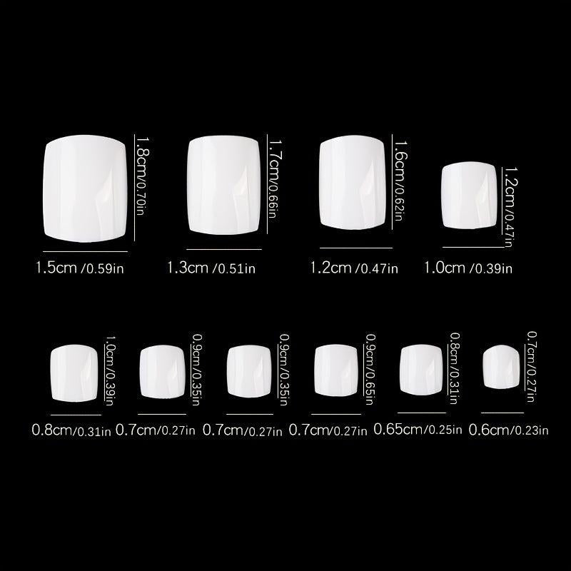 500PCS DIY French Acrylic Toenails Set - 10 Sizes, Transparent Look