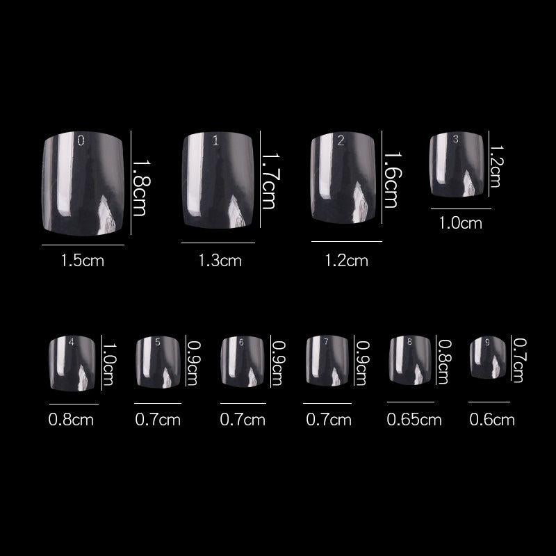 500PCS DIY French Acrylic Toenails Set - 10 Sizes, Transparent Look