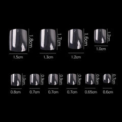 500PCS DIY French Acrylic Toenails Set - 10 Sizes, Transparent Look