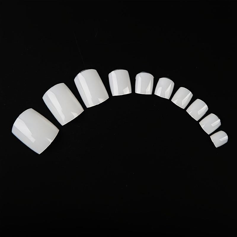 500PCS DIY French Acrylic Toenails Set - 10 Sizes, Transparent Look